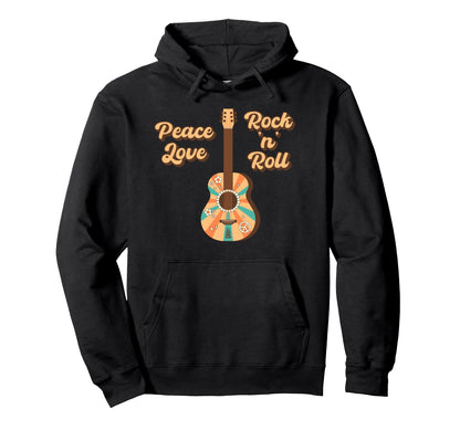 Peace Love Rock And Roll Sign Music Hoodie - Trendy Graphic Men Women - T-Shirt, Sweatshirt, Hoodie