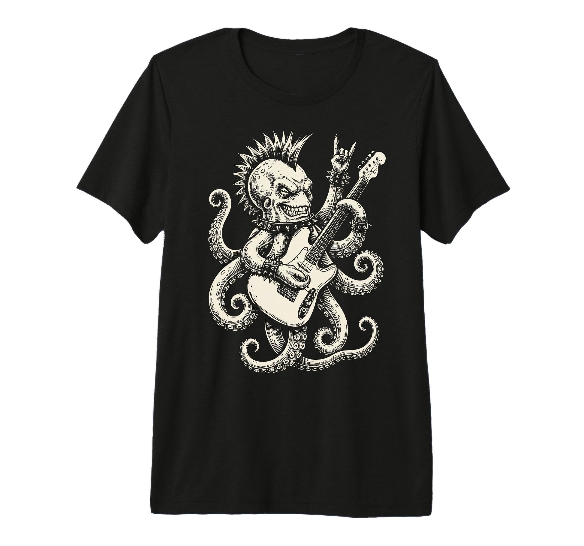 Funny Octopus Playing Guitar Rock And T-Shirt - Minimalist Print Men Women - T-Shirt, Sweatshirt, Hoodie
