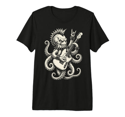 Funny Octopus Playing Guitar Rock And T-Shirt - Minimalist Print Men Women - T-Shirt, Sweatshirt, Hoodie