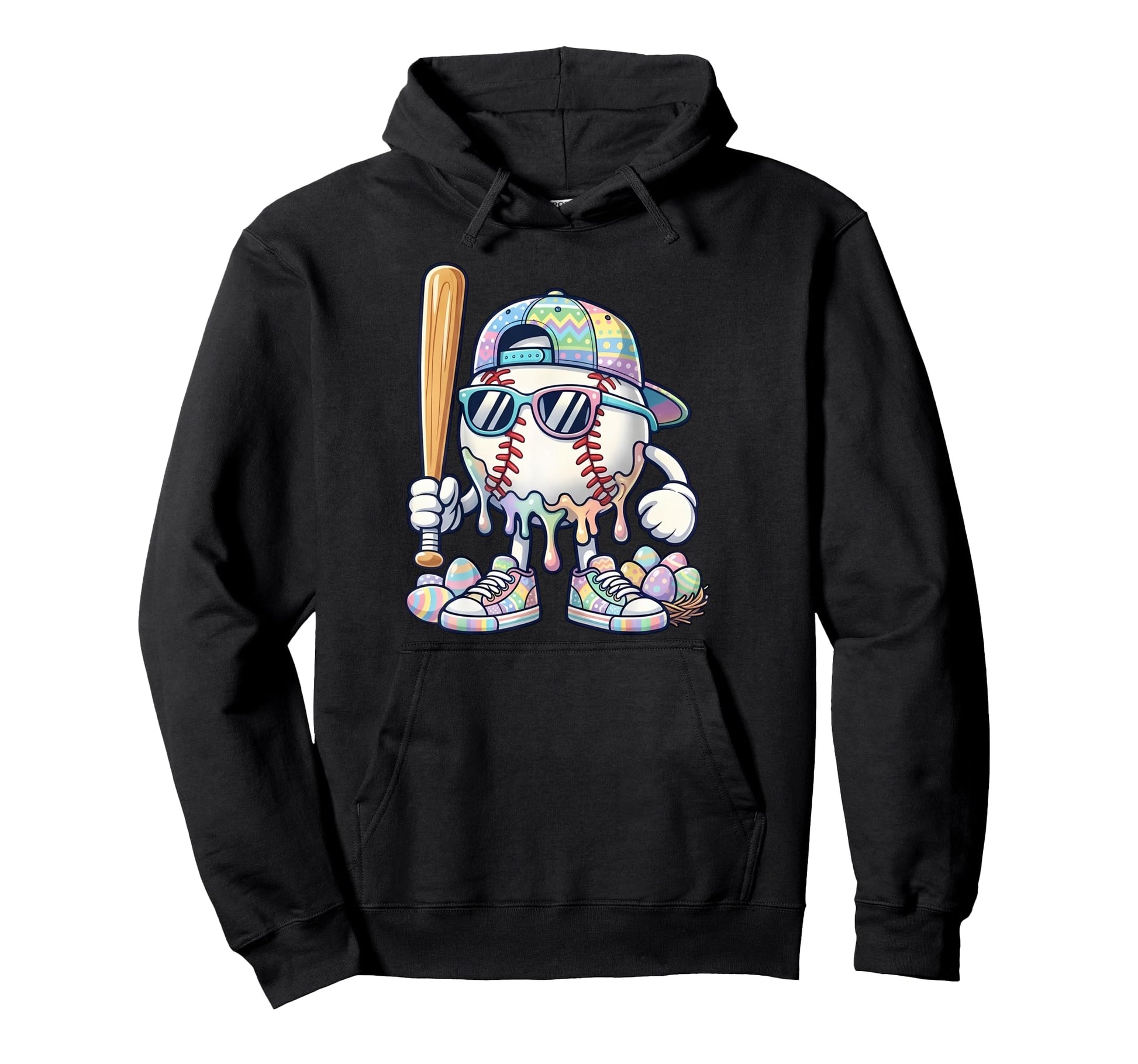 Baseball Drip Ice Cream Drip Hoodie - Casual Everyday Wear for Adults - T-Shirt, Sweatshirt, Hoodie