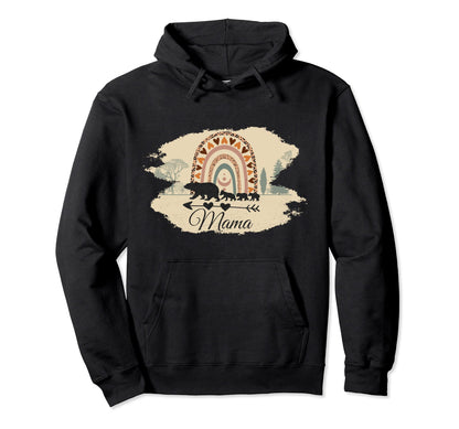 Mama Bear Three Cubs And Rainbow Boho Hoodie - Streetwear Style Men Women - T-Shirt, Sweatshirt, Hoodie