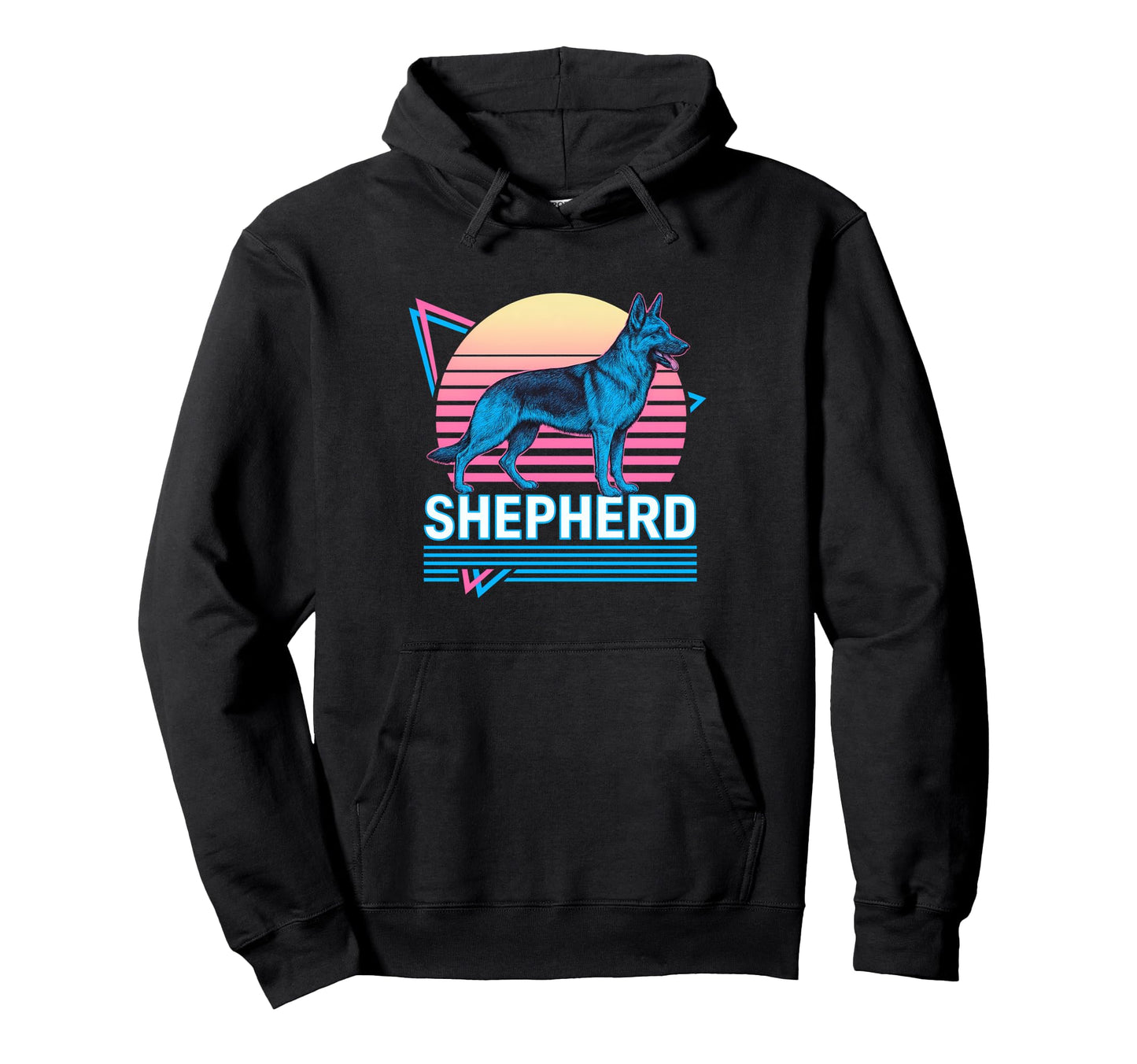 German Shepherd Synthwave Aesthetic Dog Hoodie - Custom Art Print Unisex - T-Shirt, Sweatshirt, Hoodie