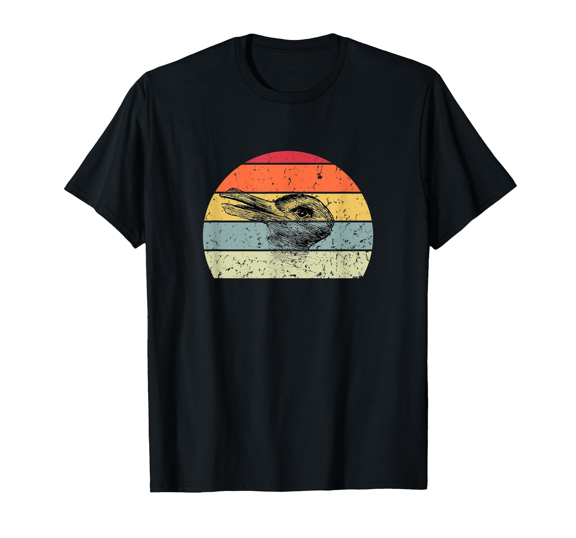 Duck Rabbit Illusion Striped Sunset T-Shirt - Aesthetic Graphic for Adults - T-Shirt, Sweatshirt, Hoodie