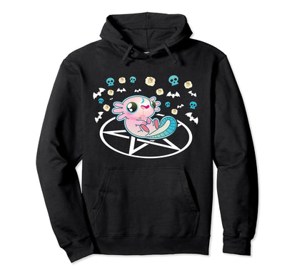 Axolotl Strawberry Milk Goth Axolotl Hoodie - Fun Novelty Design for Adults - T-Shirt, Sweatshirt, Hoodie