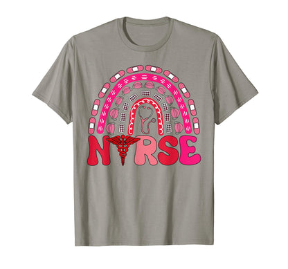 Happy Valentines Day Nurse Rainbow Boho T-Shirt - Trendy Graphic Unisex - T-Shirt, Sweatshirt, Hoodie
