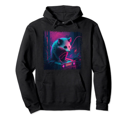 Japanese Aesthetic Synthwave Opossum Hoodie - Unique Graphic Unisex - T-Shirt, Sweatshirt, Hoodie