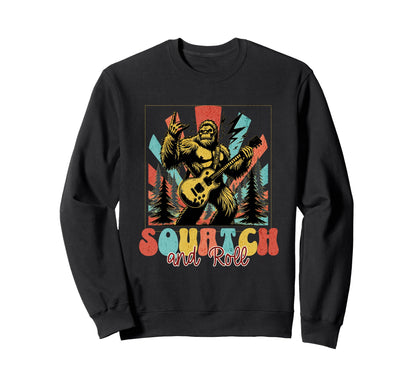 Forest Bigfoot Squatch And Roll Rock Sweatshirt - Graphic Print Unisex - T-Shirt, Sweatshirt, Hoodie