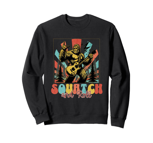 Forest Bigfoot Squatch And Roll Rock Sweatshirt - Graphic Print Unisex - T-Shirt, Sweatshirt, Hoodie
