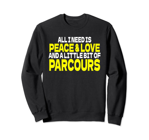 Athlete Parkour Runner Peace Love Sweatshirt - Minimalist Print for Adults - T-Shirt, Sweatshirt, Hoodie