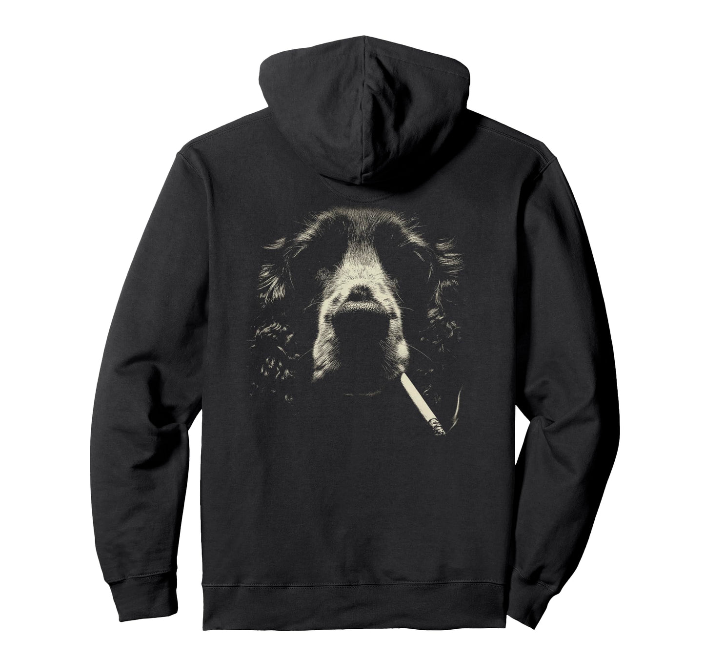 English Cocker Spaniel Smoking Hoodie - Minimalist Print for Adults - T-Shirt, Sweatshirt, Hoodie