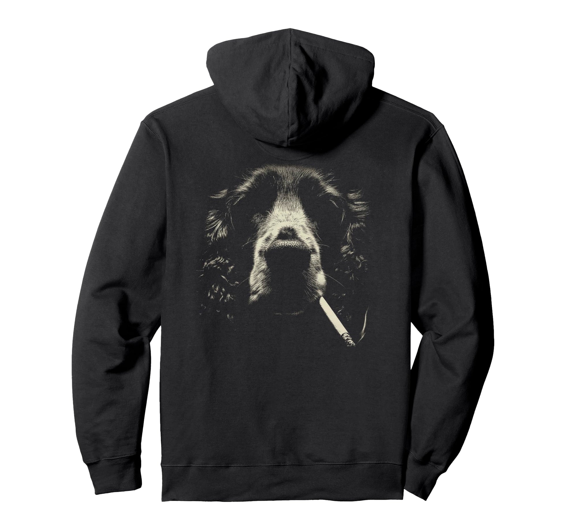 English Cocker Spaniel Smoking Hoodie - Minimalist Print for Adults - T-Shirt, Sweatshirt, Hoodie