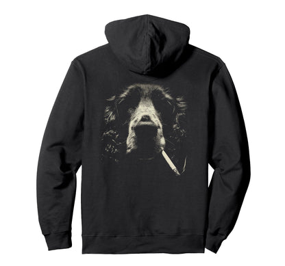 English Cocker Spaniel Smoking Hoodie - Minimalist Print for Adults - T-Shirt, Sweatshirt, Hoodie