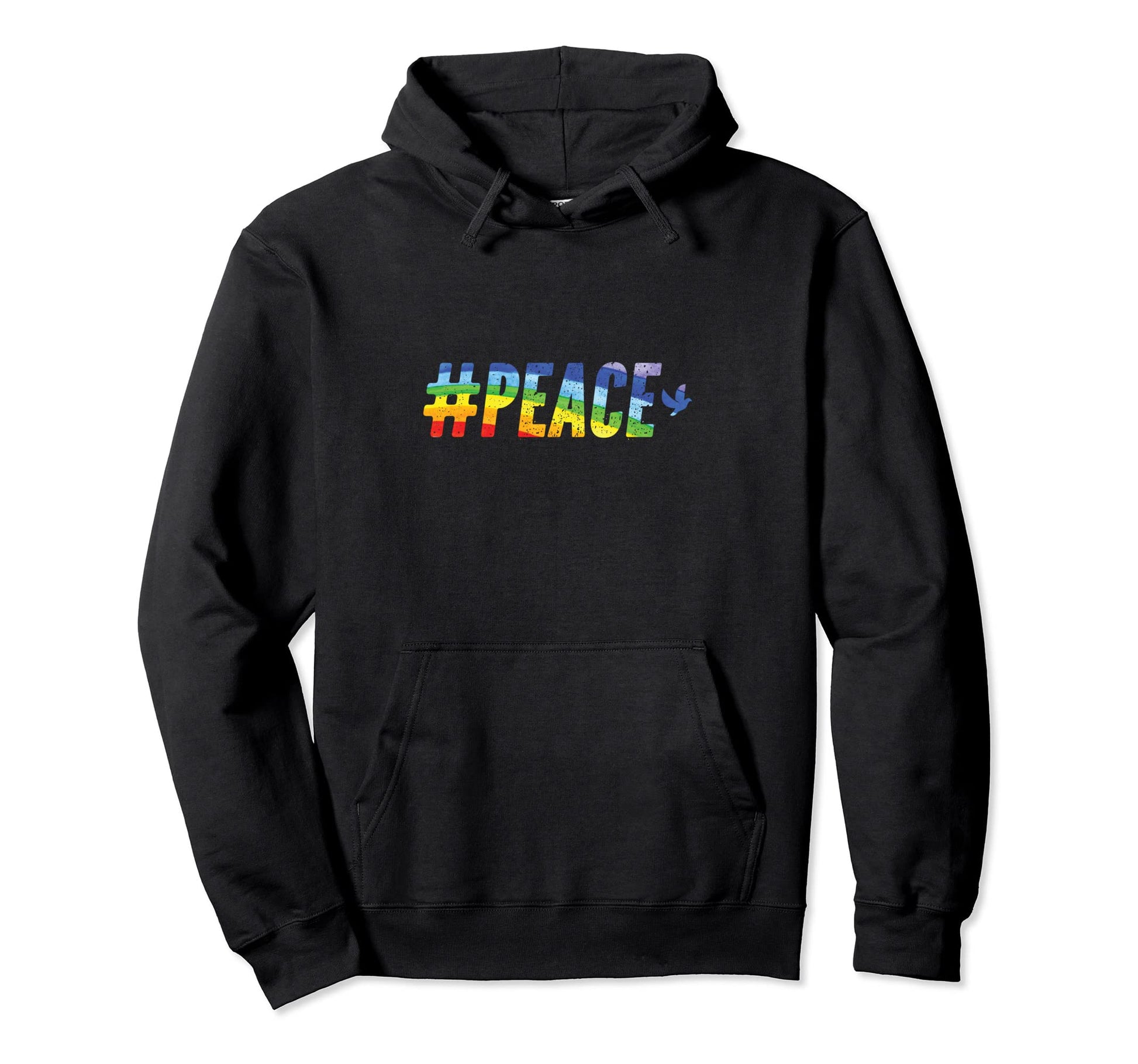 Hash Tag Peace Rainbow Dove Hoodie - Casual Everyday Wear Men Women - T-Shirt, Sweatshirt, Hoodie