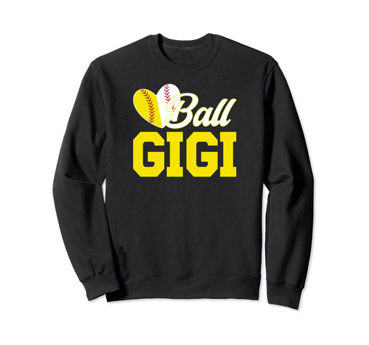 Ball Gigi Heart Softball Baseball Sweatshirt - Minimalist Print Unisex - T-Shirt, Sweatshirt, Hoodie