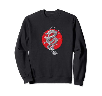 Japanese Dragon Grunge Asethetic Sweatshirt - Custom Art Print Unisex - T-Shirt, Sweatshirt, Hoodie