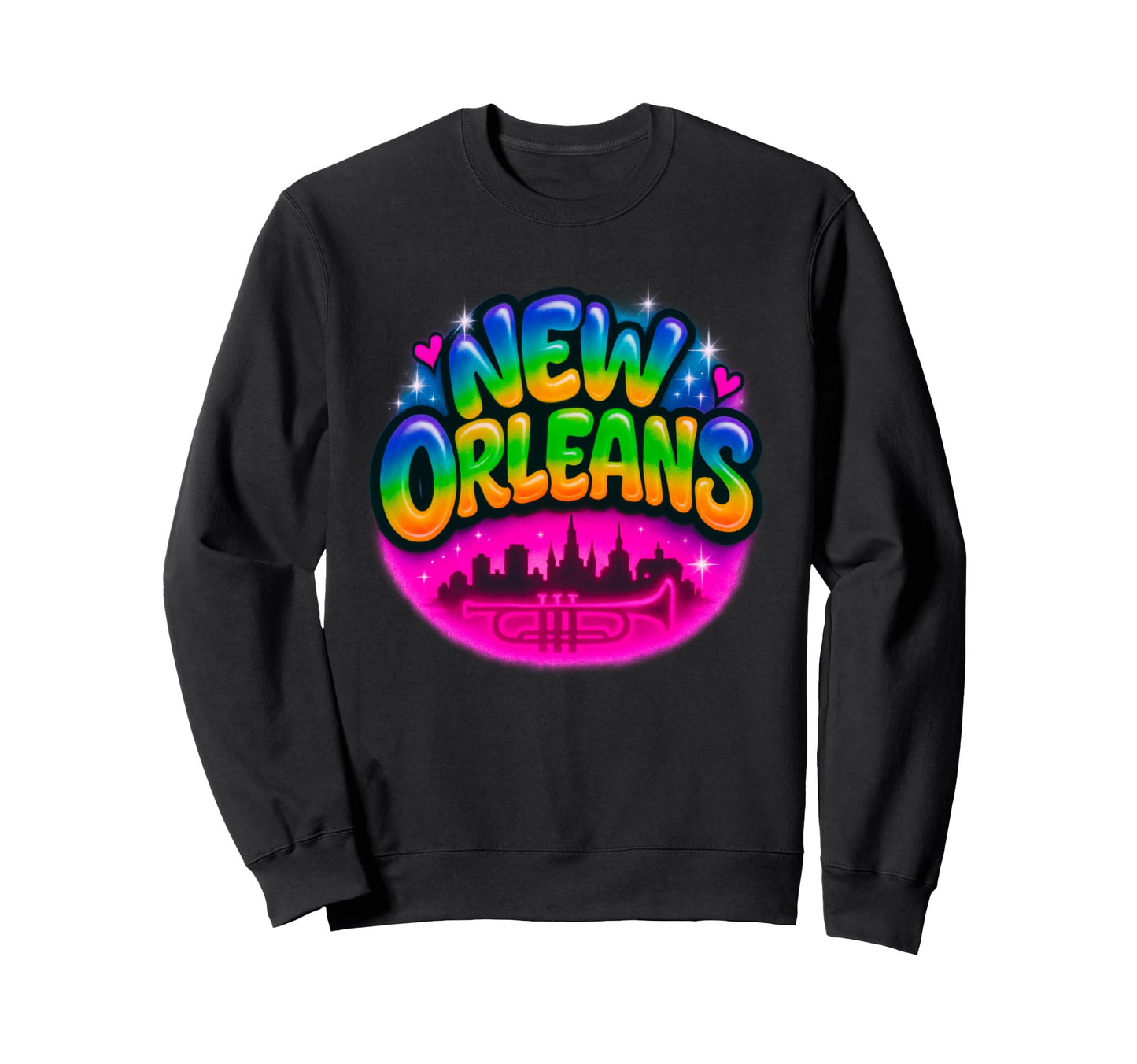 New Orleans City Rainbow Skyline Sweatshirt - Aesthetic Graphic for Adults - T-Shirt, Sweatshirt, Hoodie