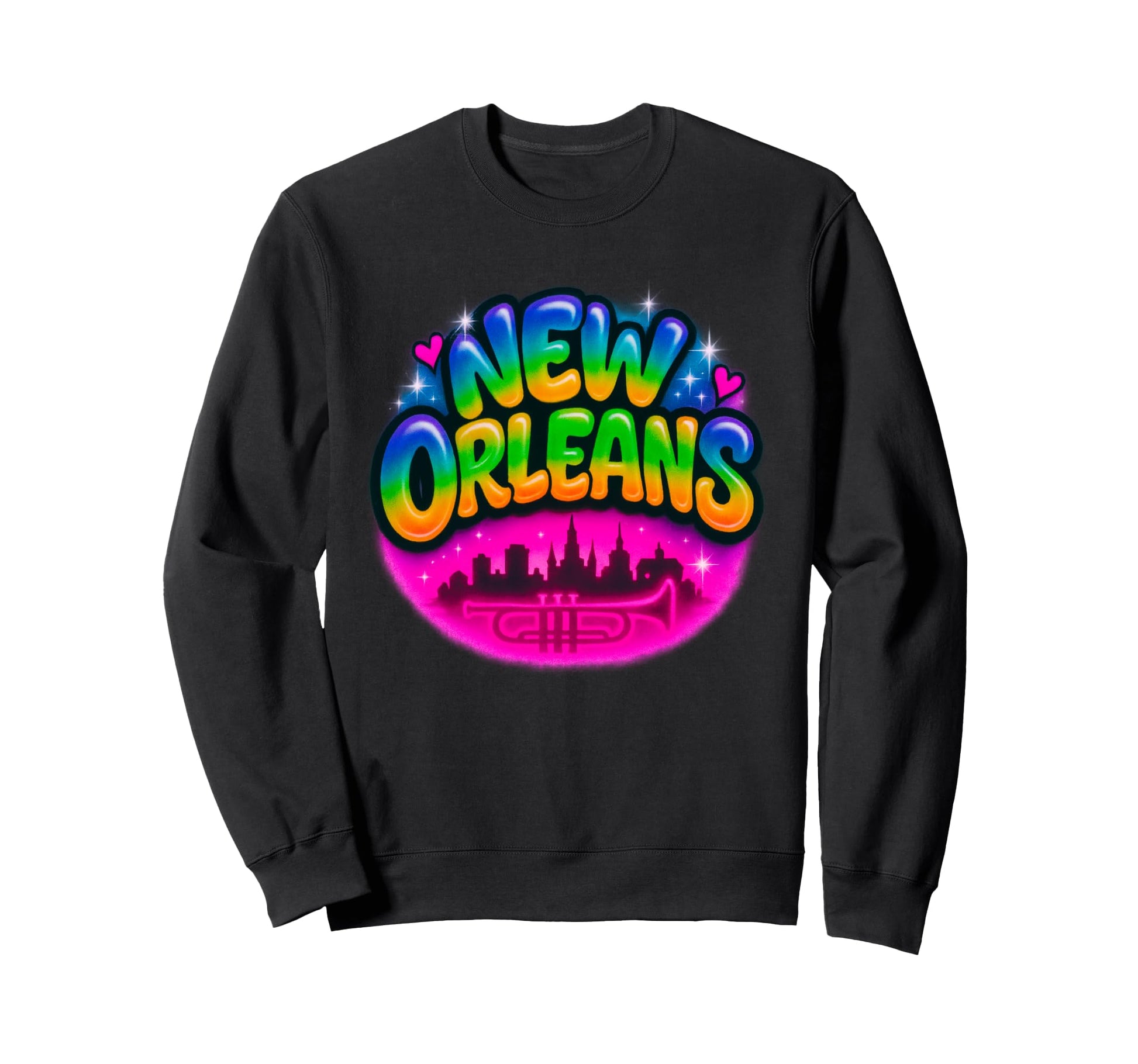 New Orleans City Rainbow Skyline Sweatshirt - Aesthetic Graphic for Adults - T-Shirt, Sweatshirt, Hoodie