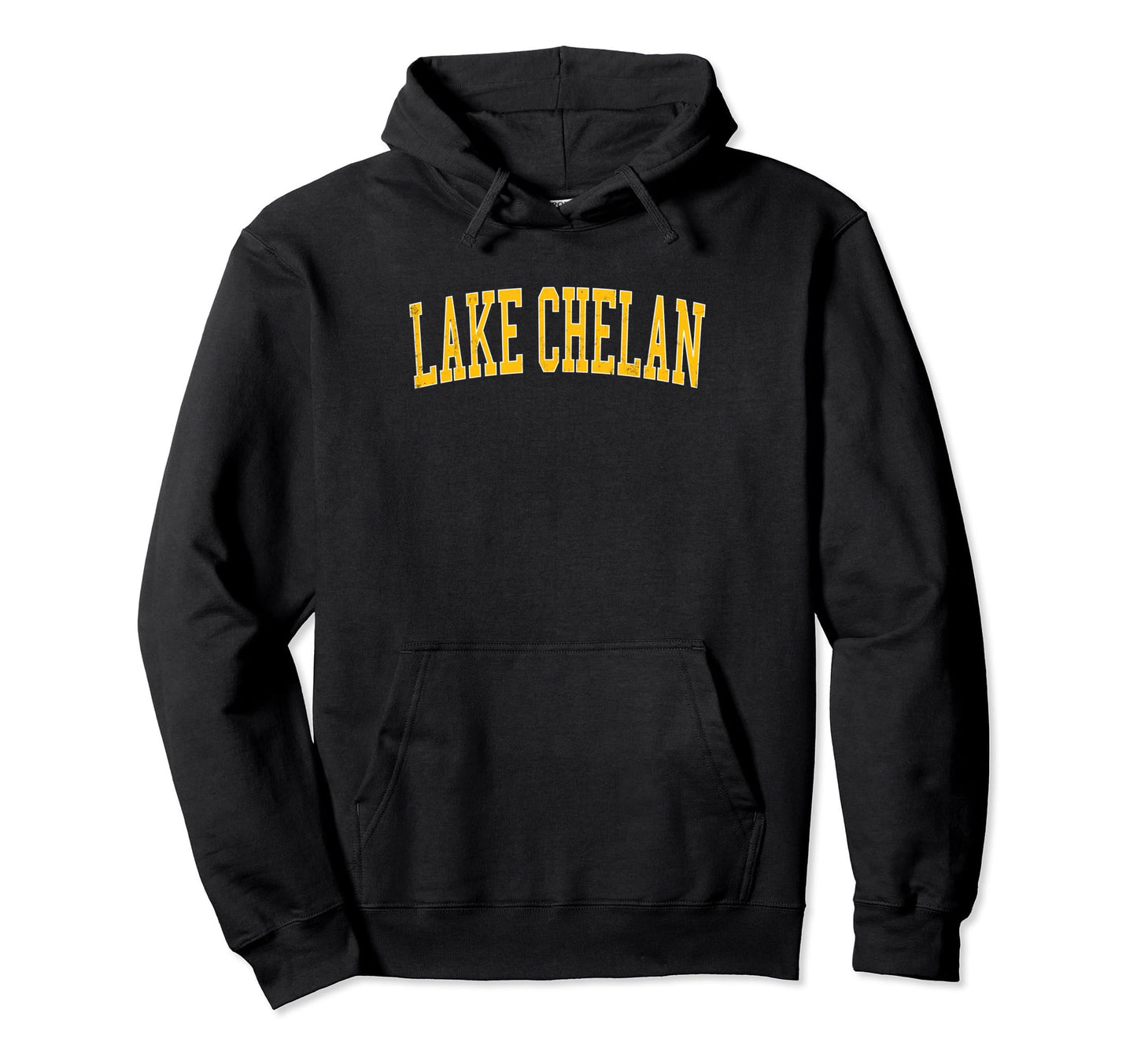 Lake Chelan Distressed Gold Varsity Hoodie - Novelty Apparel for Adults - T-Shirt, Sweatshirt, Hoodie