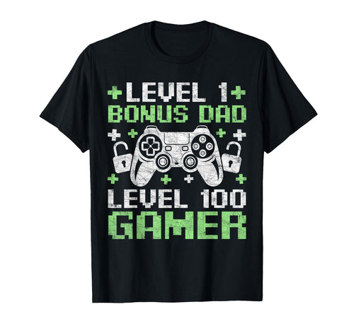 Gamer Stepdad Fathers Day Level 1 Bonus Dad T-Shirt - Graphic Print Unisex - T-Shirt, Sweatshirt, Hoodie