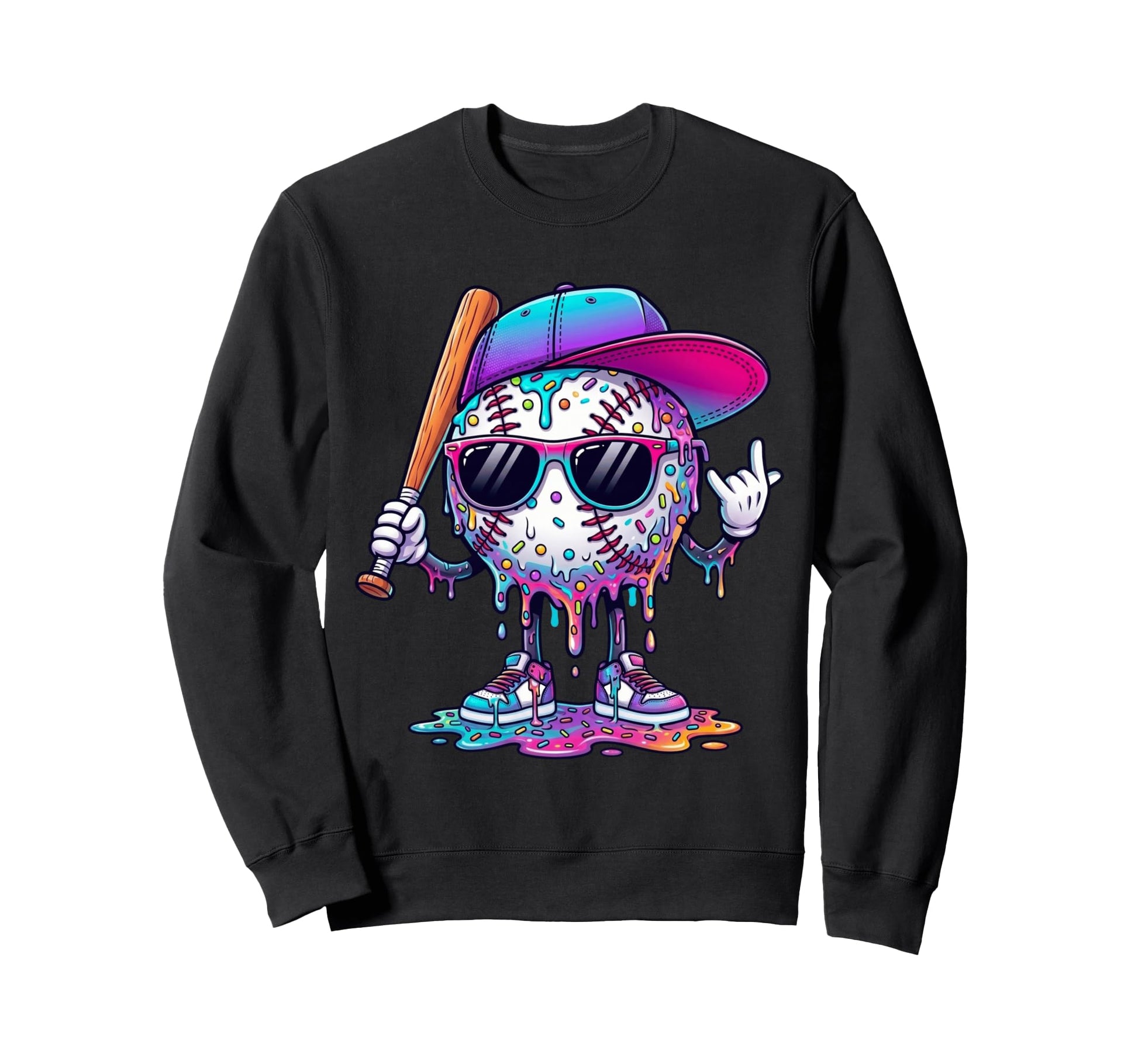 Baseball Drip Ice Cream Drip Sweatshirt - Custom Art Print for Adults - T-Shirt, Sweatshirt, Hoodie