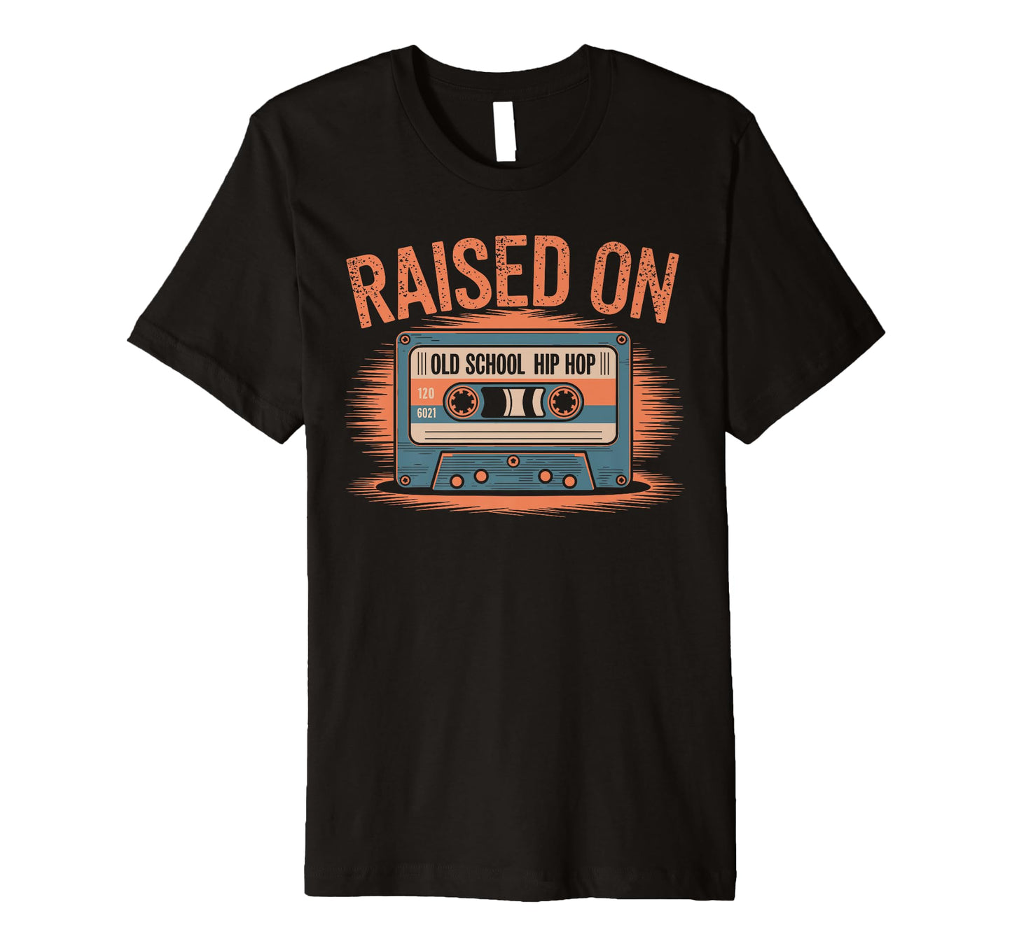 Raised Old School Hip Hop Cassette Tape T-Shirt - Graphic Print for Adults - T-Shirt, Sweatshirt, Hoodie