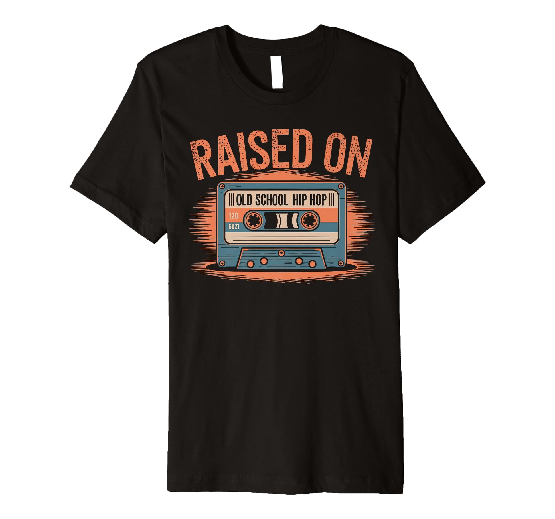 Raised Old School Hip Hop Cassette Tape T-Shirt - Graphic Print for Adults - T-Shirt, Sweatshirt, Hoodie