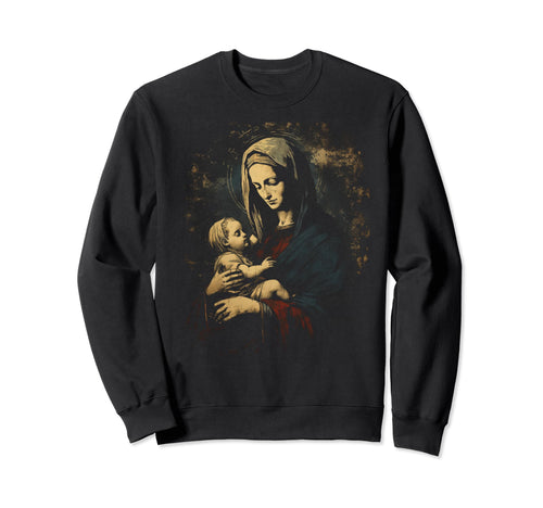 Mary Jesus Distressed 90S Goth Grunge Sweatshirt - Novelty Apparel Unisex - T-Shirt, Sweatshirt, Hoodie