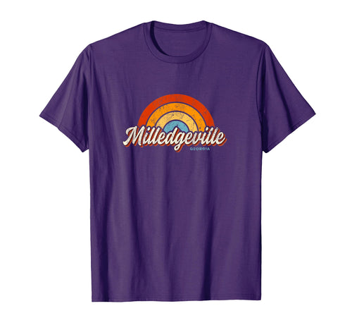 Milledgeville Georgia Ga Rainbow 70S T-Shirt - Minimalist Print Unisex - T-Shirt, Sweatshirt, Hoodie