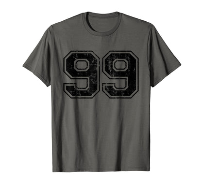 Number 99 Varsity Distressed Sport T-Shirt - Minimalist Print for Adults - T-Shirt, Sweatshirt, Hoodie