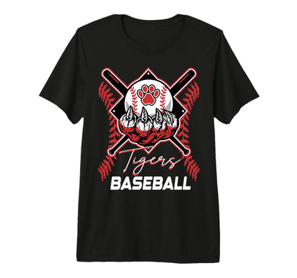 Tigers Baseball Mom Game Day Paw Red T-Shirt - Custom Art Print Men Women - T-Shirt, Sweatshirt, Hoodie