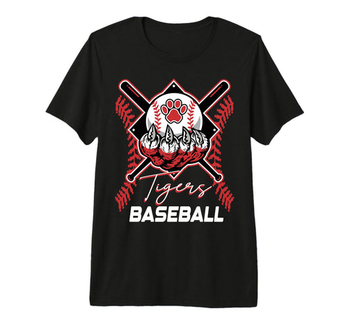 Tigers Baseball Mom Game Day Paw Red T-Shirt - Custom Art Print Men Women - T-Shirt, Sweatshirt, Hoodie