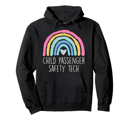 Rainbow Child Passenger Safety Tech Cps Hoodie - Minimalist Print Unisex - T-Shirt, Sweatshirt, Hoodie