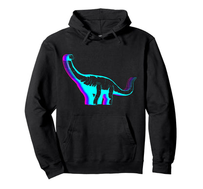 Brontosaurus Dinosaur Vaporwave Hoodie - Unique Graphic Men Women - T-Shirt, Sweatshirt, Hoodie