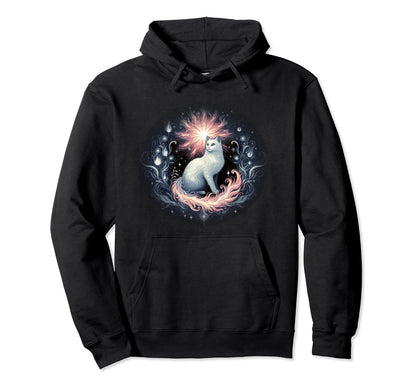 Boho White Kitty Spirit Angelic Cat Hoodie - Unique Graphic for Adults - T-Shirt, Sweatshirt, Hoodie