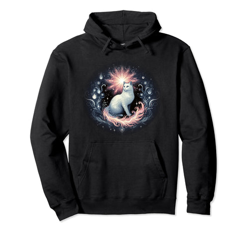 Boho White Kitty Spirit Angelic Cat Hoodie - Unique Graphic for Adults - T-Shirt, Sweatshirt, Hoodie
