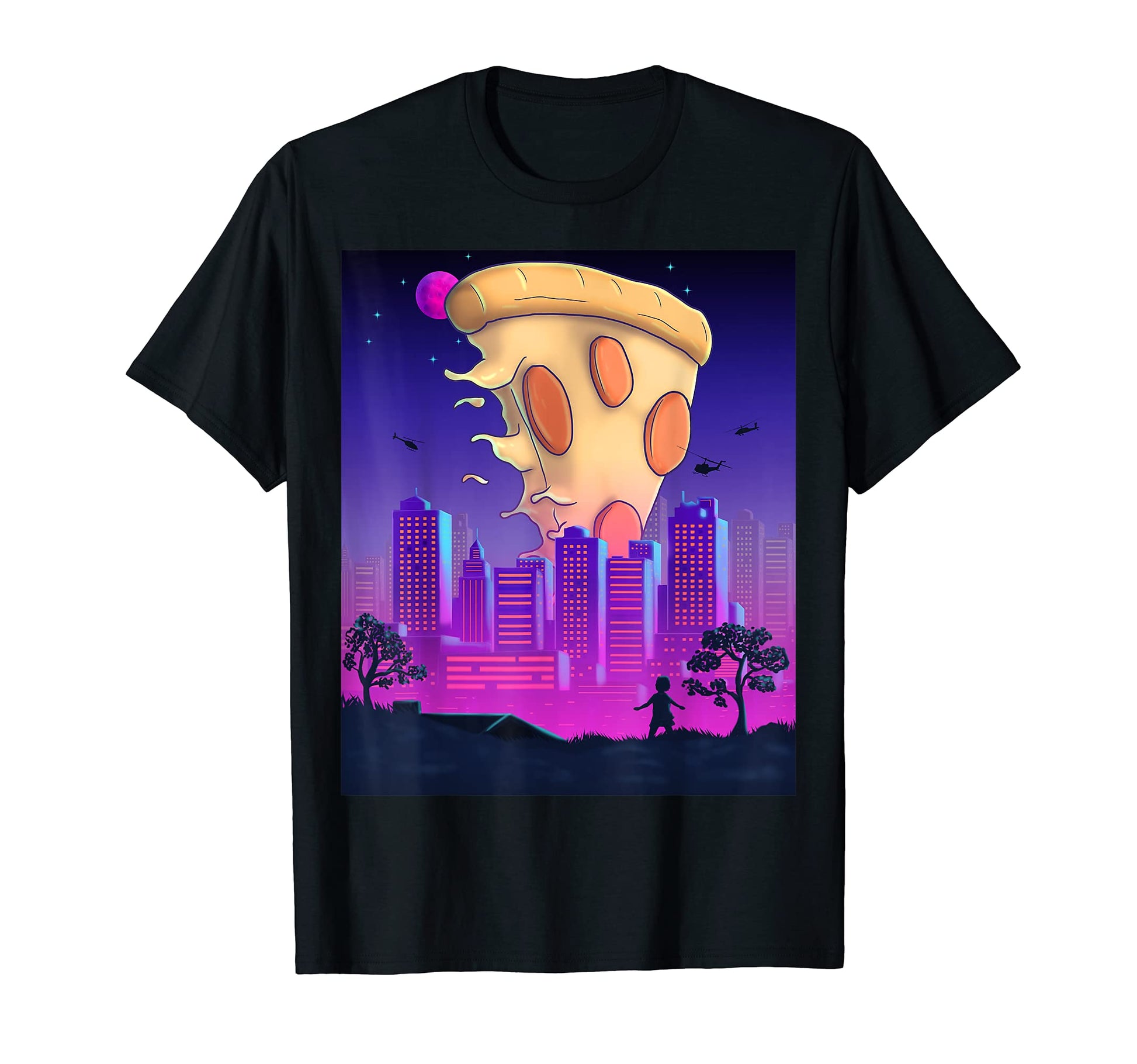 Giant Pizza Vaporwave Synthwave T-Shirt - Streetwear Style Men Women - T-Shirt, Sweatshirt, Hoodie