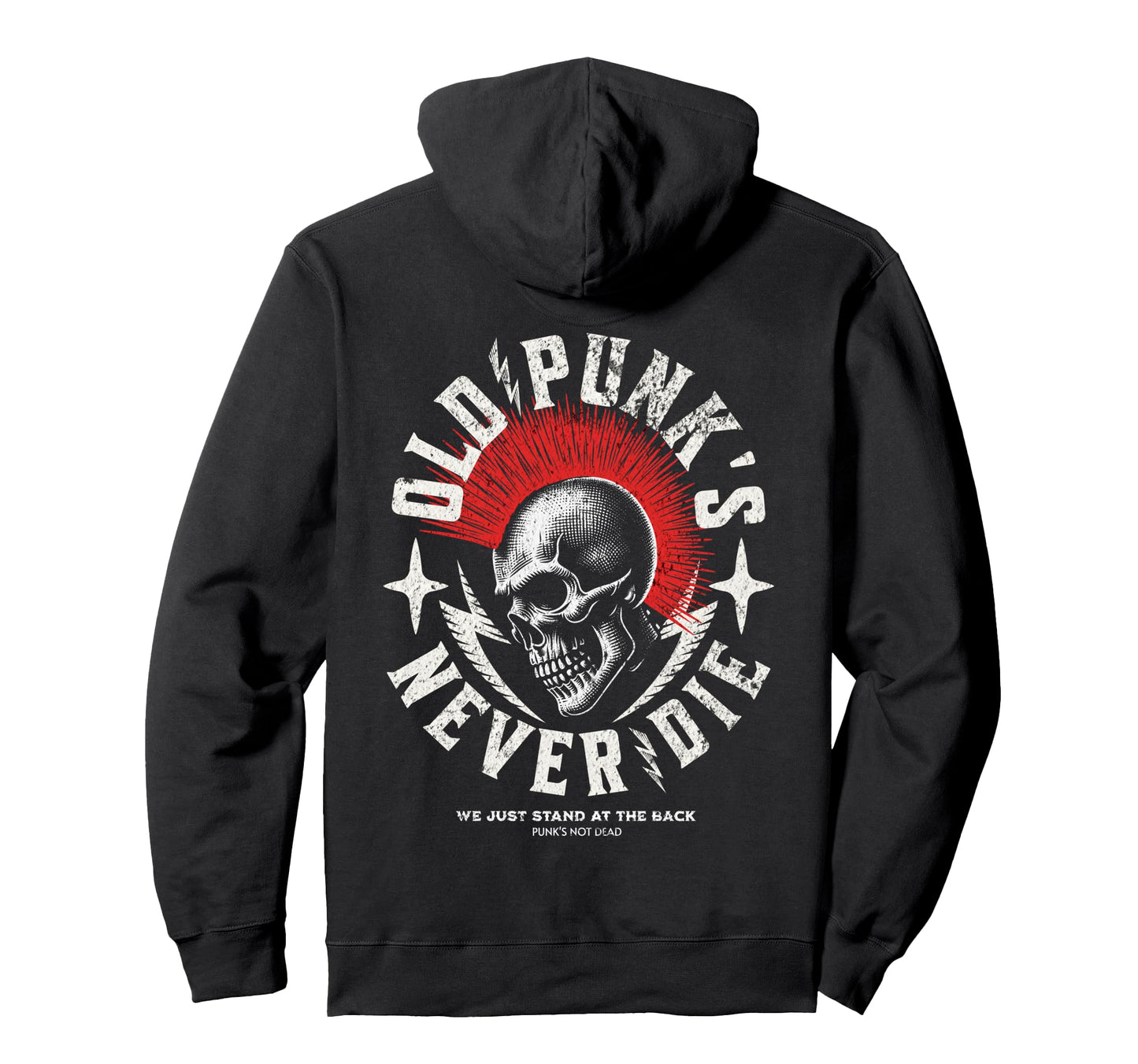 Old Punks Never Die Punk Rock Skull Hoodie - Streetwear Style for Adults - T-Shirt, Sweatshirt, Hoodie