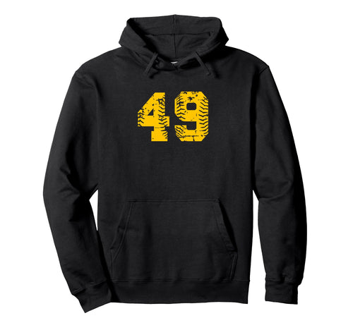Baseball Softball Number 49 Hoodie - Unique Graphic Unisex - T-Shirt, Sweatshirt, Hoodie