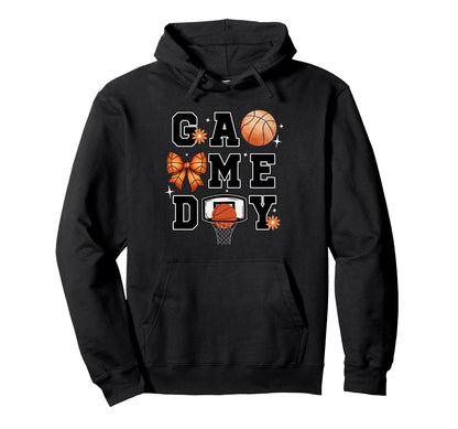 Basketball Coquette Bow Game Day Hoodie - Custom Art Print for Adults - T-Shirt, Sweatshirt, Hoodie