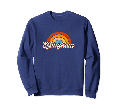 Effingham Illinois Il Rainbow 70S Sweatshirt - Trendy Graphic Unisex - T-Shirt, Sweatshirt, Hoodie