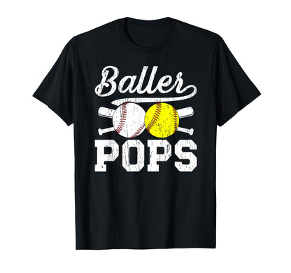 Baller Pops Proud Softball Baseball T-Shirt - Unique Graphic for Adults - T-Shirt, Sweatshirt, Hoodie