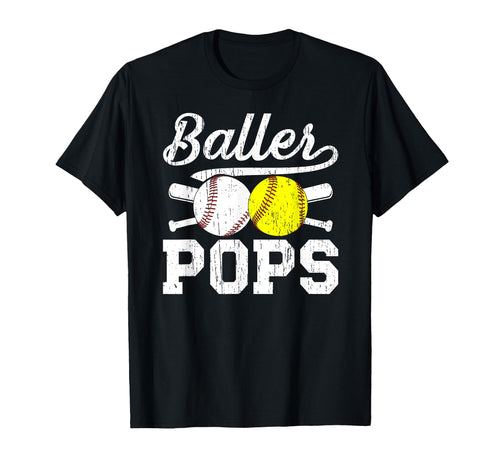 Baller Pops Proud Softball Baseball T-Shirt - Unique Graphic for Adults - T-Shirt, Sweatshirt, Hoodie
