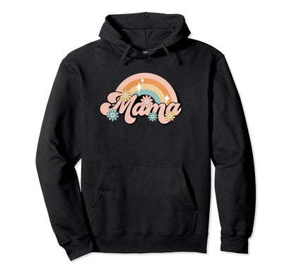 Mama Rainbow Colorful Flowers Mom Hoodie - Casual Everyday Wear Unisex - T-Shirt, Sweatshirt, Hoodie