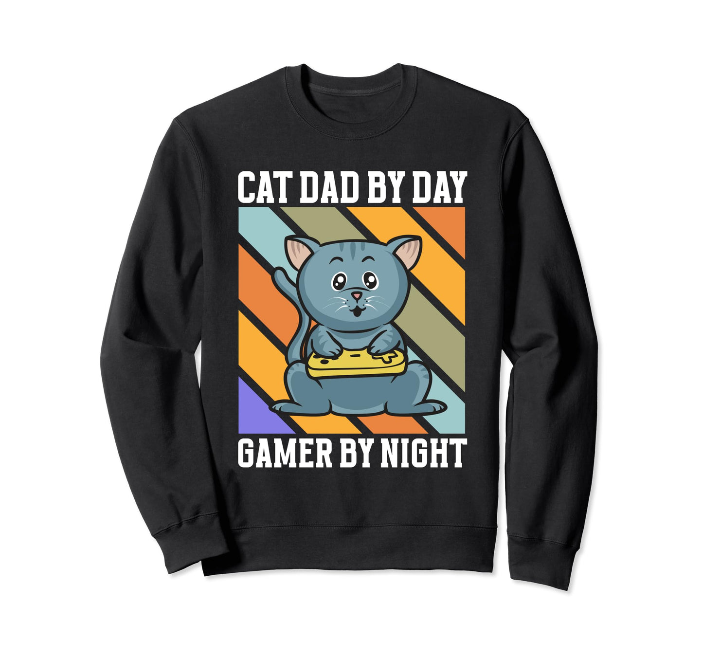Cat Dad Day Gamer Night Video Gamer Sweatshirt - Minimalist Print Unisex - T-Shirt, Sweatshirt, Hoodie