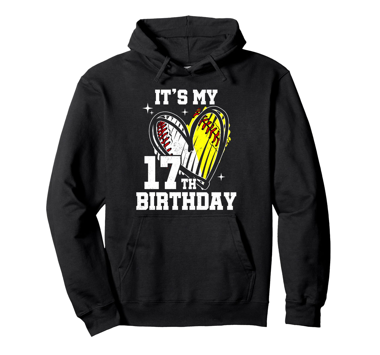 Its My 17Th Birthday Baseball Softball Hoodie - Minimalist Print Men Women - T-Shirt, Sweatshirt, Hoodie