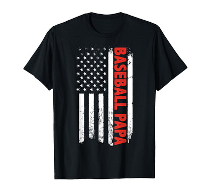 Patriotic American Flag Baseball Papa T-Shirt - Novelty Apparel for Adults - T-Shirt, Sweatshirt, Hoodie