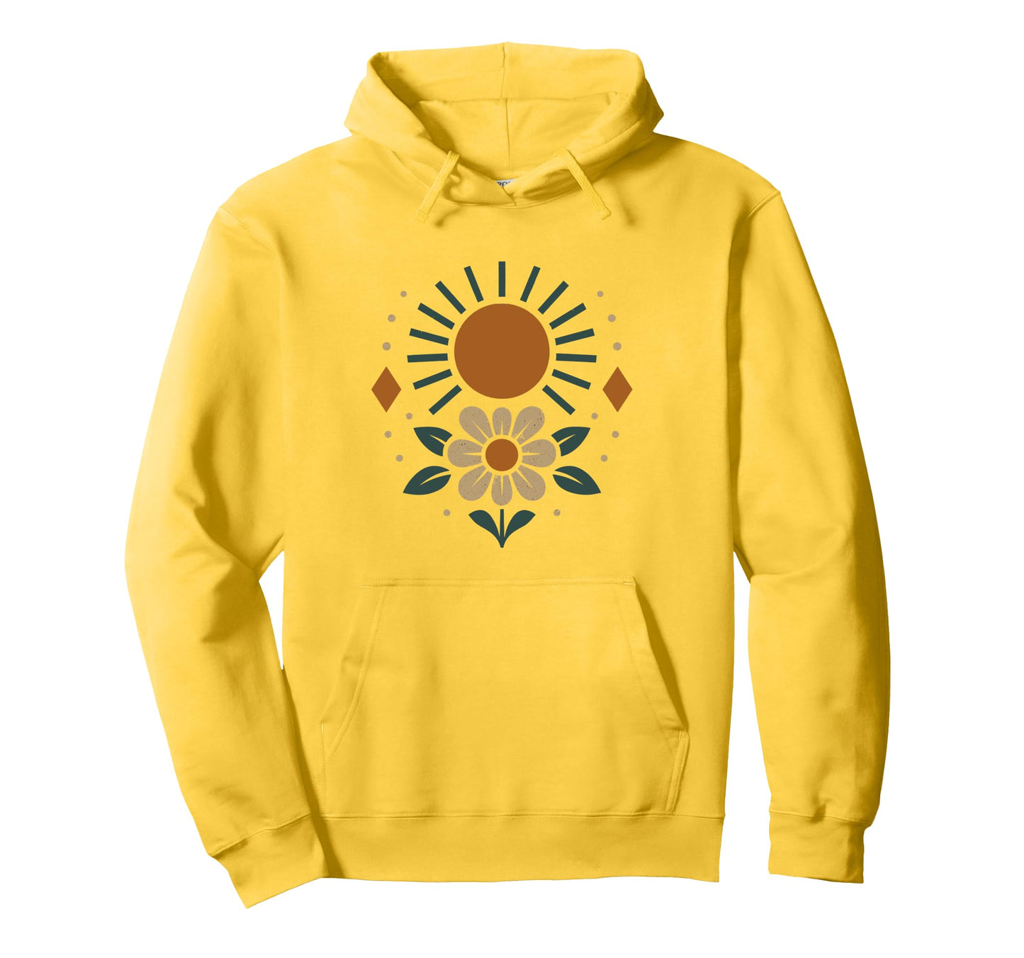 Sun And Flower Geometric Nature Hoodie - Minimalist Print for Adults - T-Shirt, Sweatshirt, Hoodie