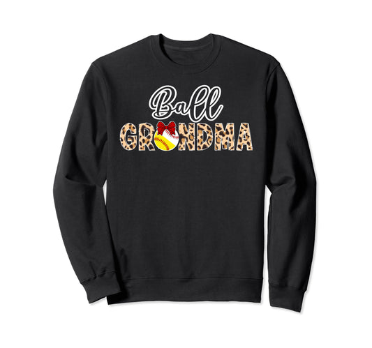 Ball Grandma Leopard Softball Sweatshirt - Trendy Graphic for Adults - T-Shirt, Sweatshirt, Hoodie