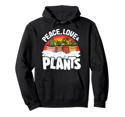 Peace Love Plants Rainbow Landscaper Hoodie - Streetwear Style for Adults - T-Shirt, Sweatshirt, Hoodie
