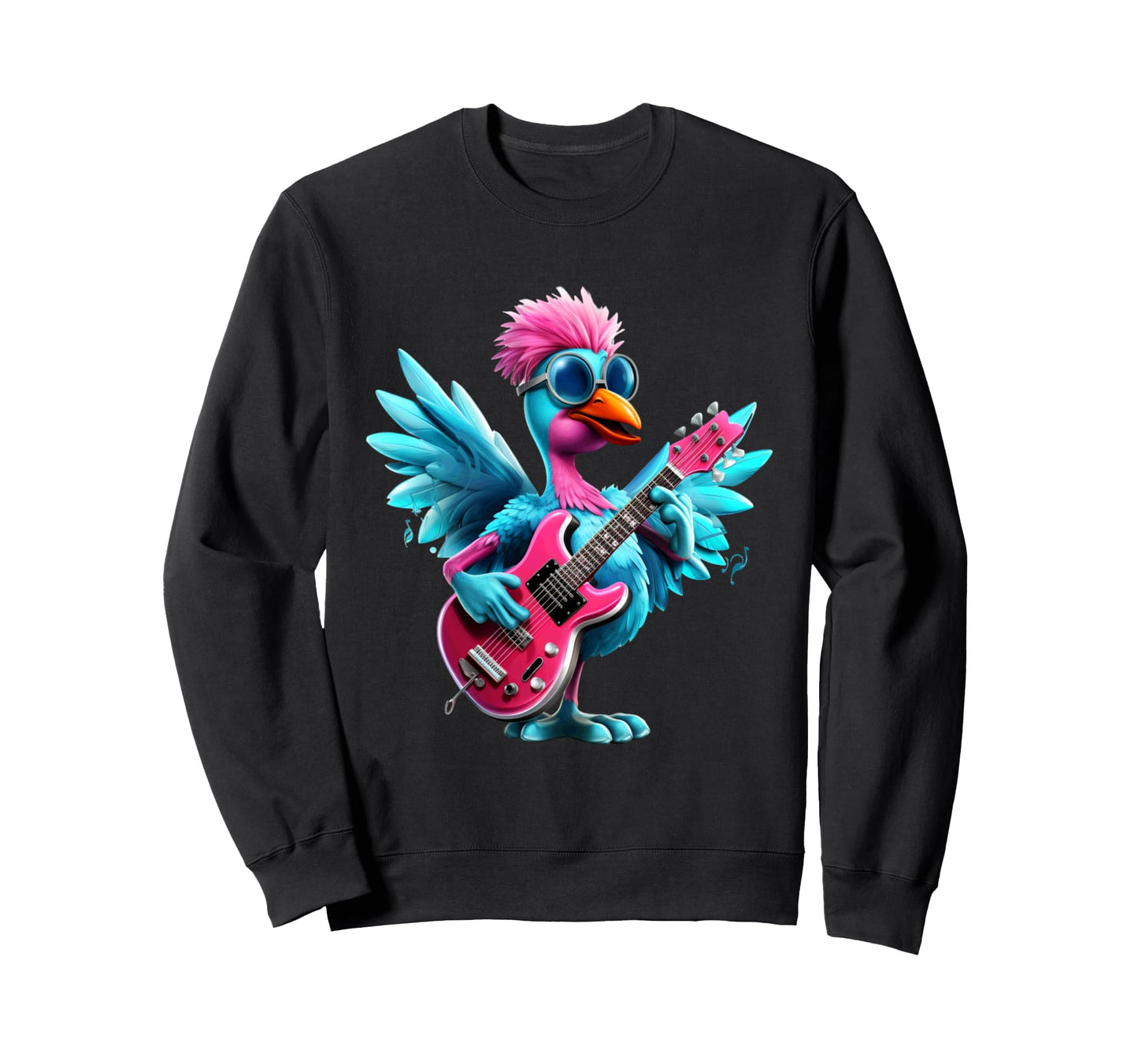 Rock And Roll Bird Electric Guitar Sweatshirt - Unique Graphic Unisex - T-Shirt, Sweatshirt, Hoodie